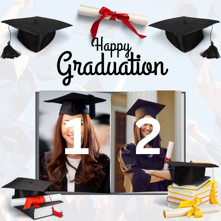 Personalisierte Leinwand Leinwandbilder mit 2 Abschlussbildern "Happy Graduation", PS197