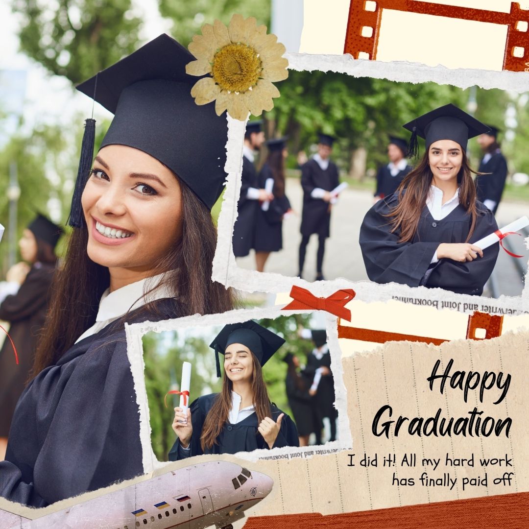 Personalisierte Leinwand Leinwandbild mit 3 Abschlussbildern "Happy Graduation", PS199