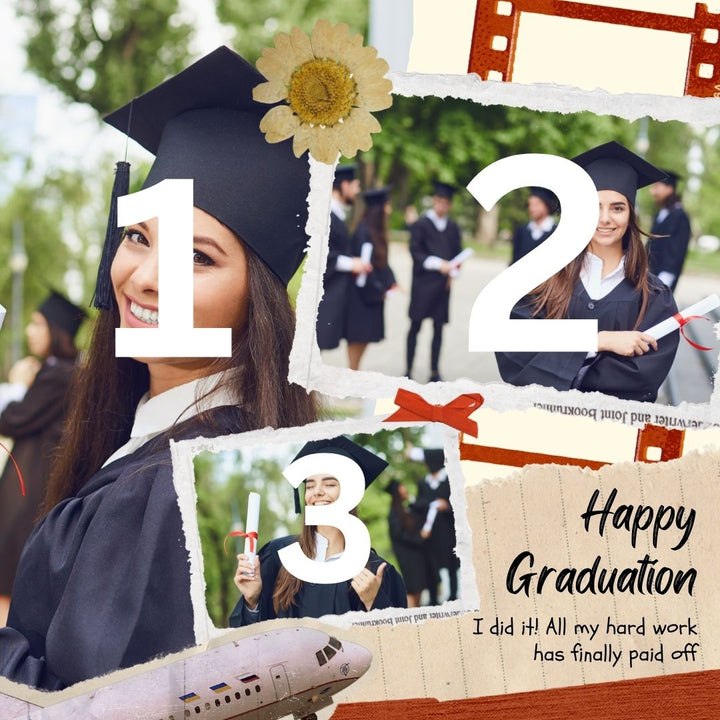 Personalisierte Leinwand Leinwandbild mit 3 Abschlussbildern "Happy Graduation", PS199