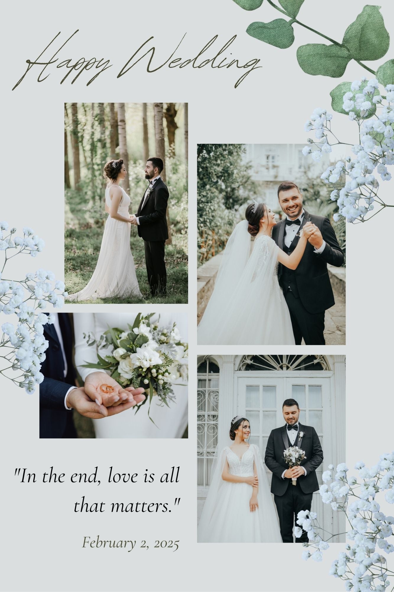 Tablou Canvas Personalizat cu 4 Poze Pentru Nunta 