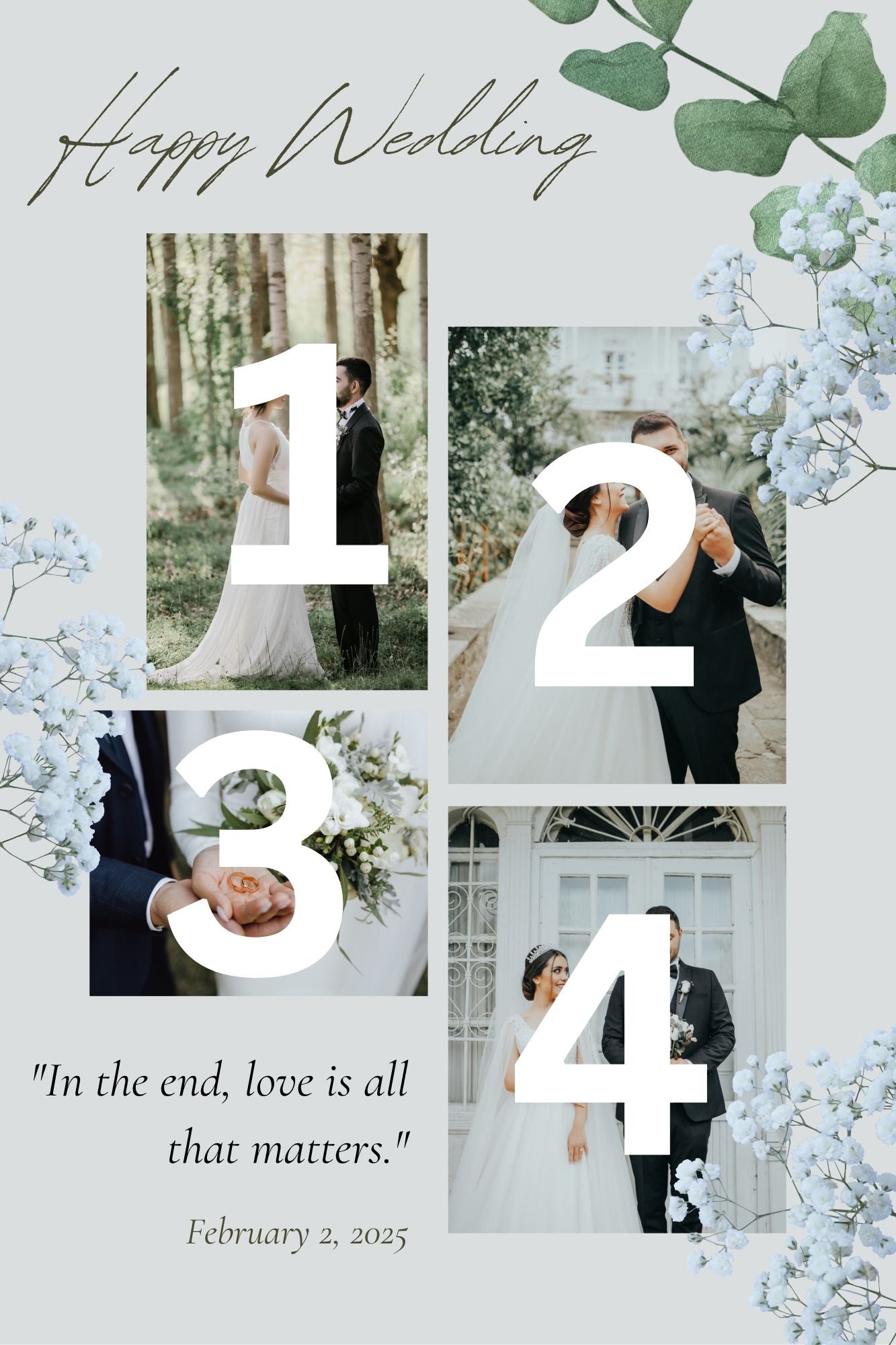 Tablou Canvas Personalizat cu 4 Poze Pentru Nunta 