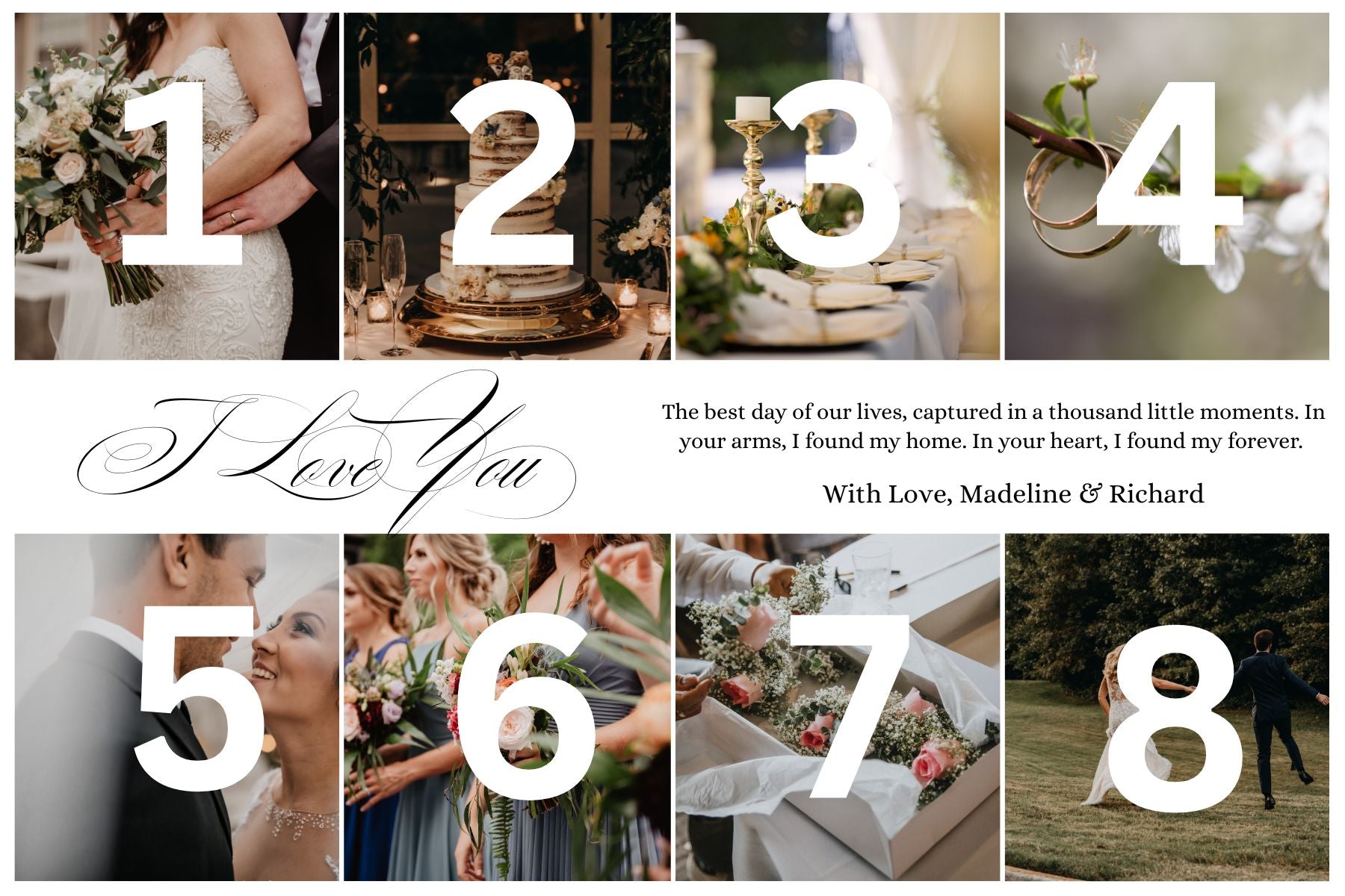 Tablou Canvas Personalizat cu 8 Poze Pentru Nunta 