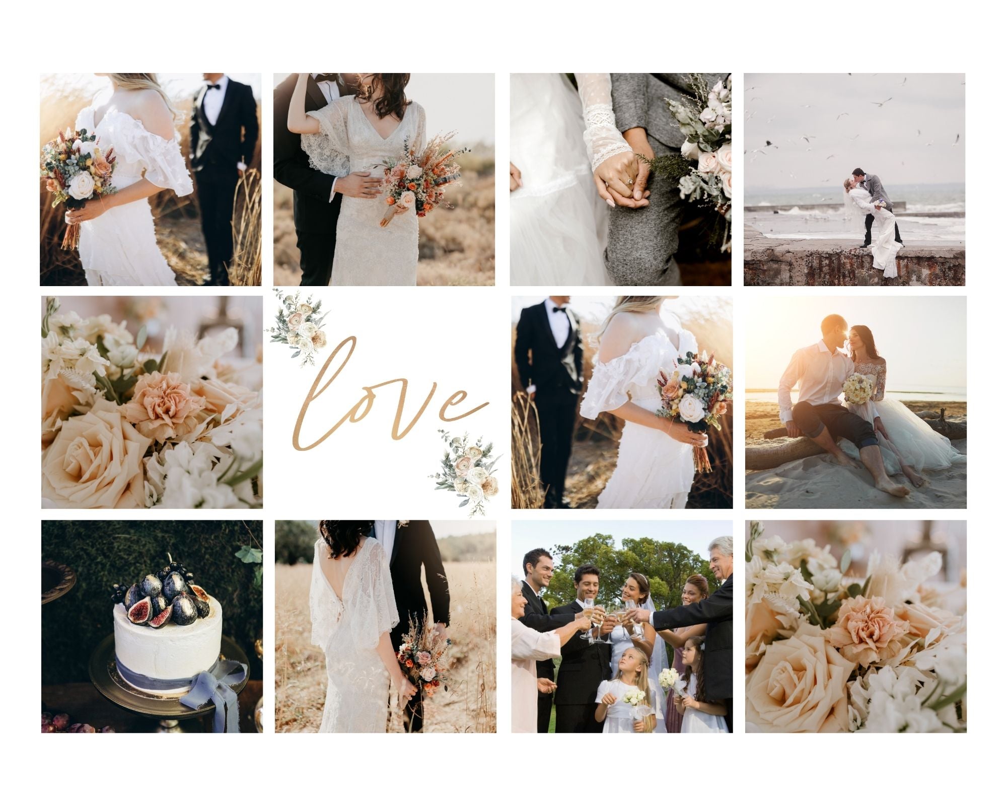 Tablou Canvas Personalizat cu 11 Poze Pentru Nunta "Love", PS205