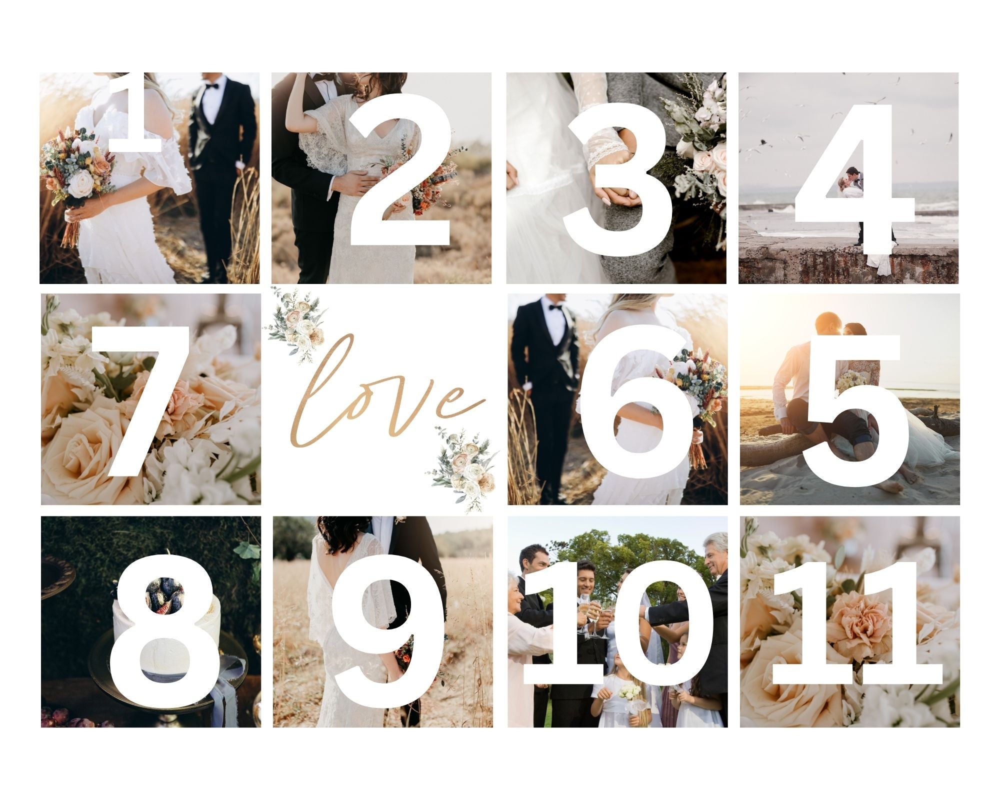 Tablou Canvas Personalizat cu 11 Poze Pentru Nunta "Love", PS205