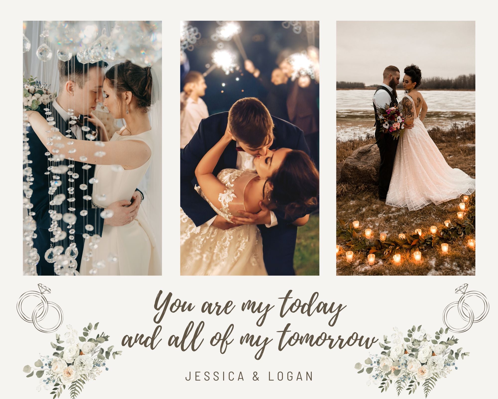 Tablou Canvas Personalizat cu 3 Poze Pentru Nunta 