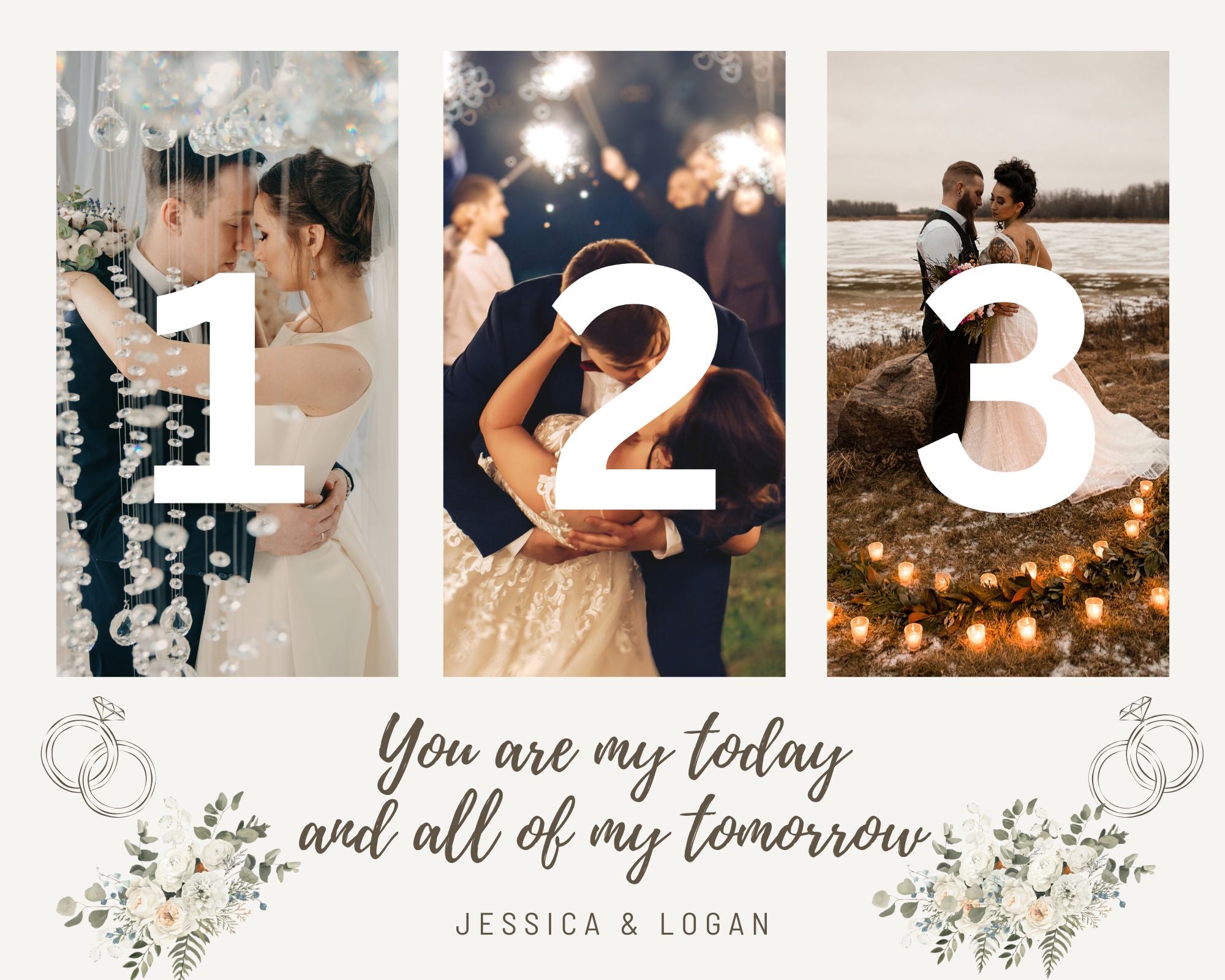 Tablou Canvas Personalizat cu 3 Poze Pentru Nunta 