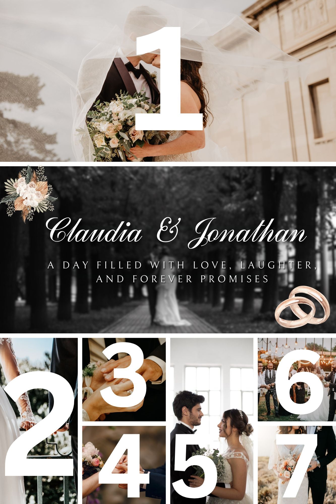 Tablou Canvas Personalizat cu 7 Poze Pentru Nunta 