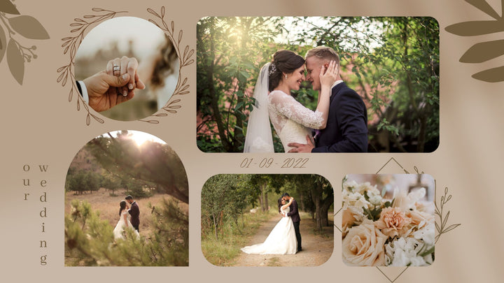 Tablou Canvas Personalizat cu 5 Poze Pentru Nunta "Our Wedding", PS208