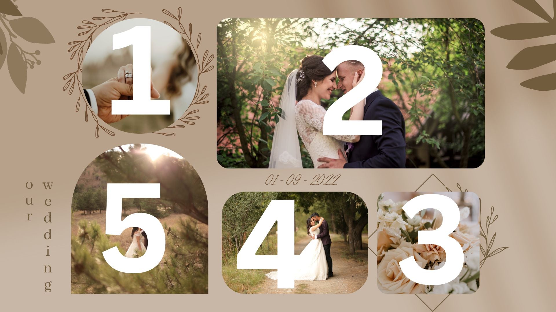 Tablou Canvas Personalizat cu 5 Poze Pentru Nunta 