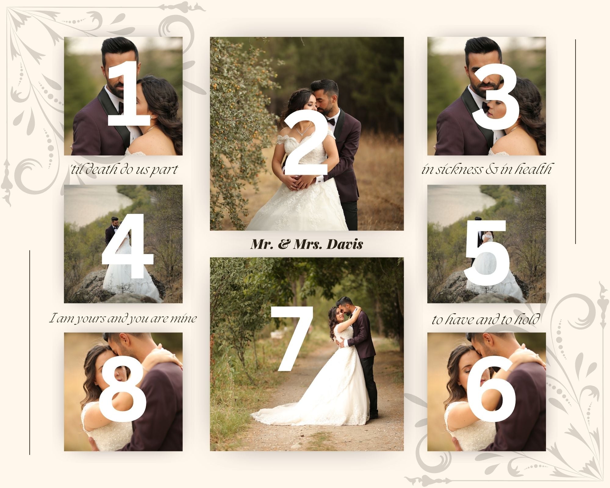 Tablou Canvas Personalizat cu 8 Poze Pentru Nunta 