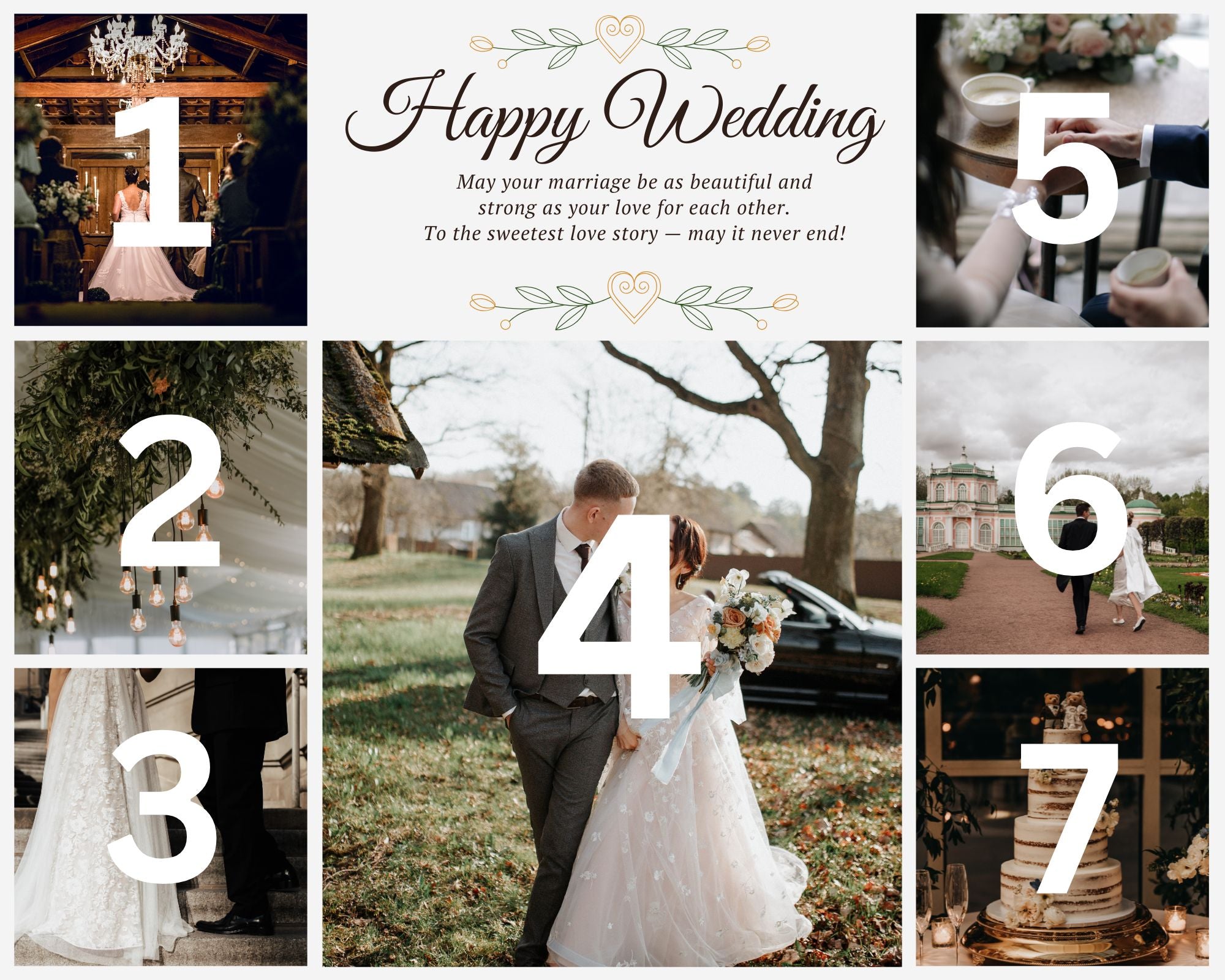 Tablou Canvas Personalizat cu 7 Poze Pentru Nunta 