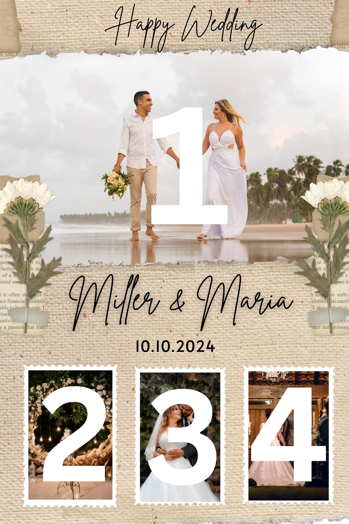 Tablou Canvas Personalizat cu 4 Poze Pentru Nunta 