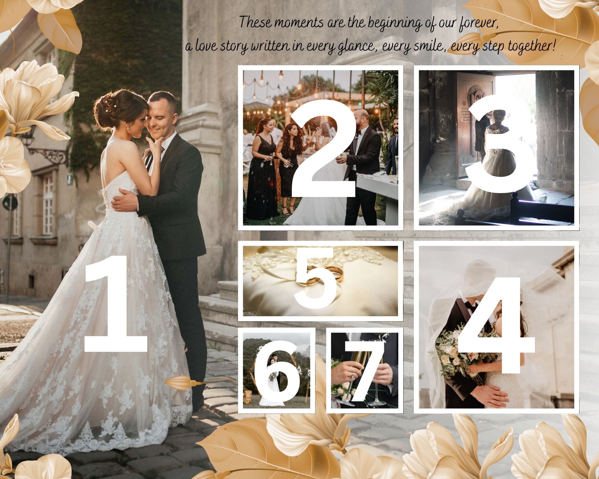 Tablou Canvas Personalizat cu 7 Poze Pentru Nunta 