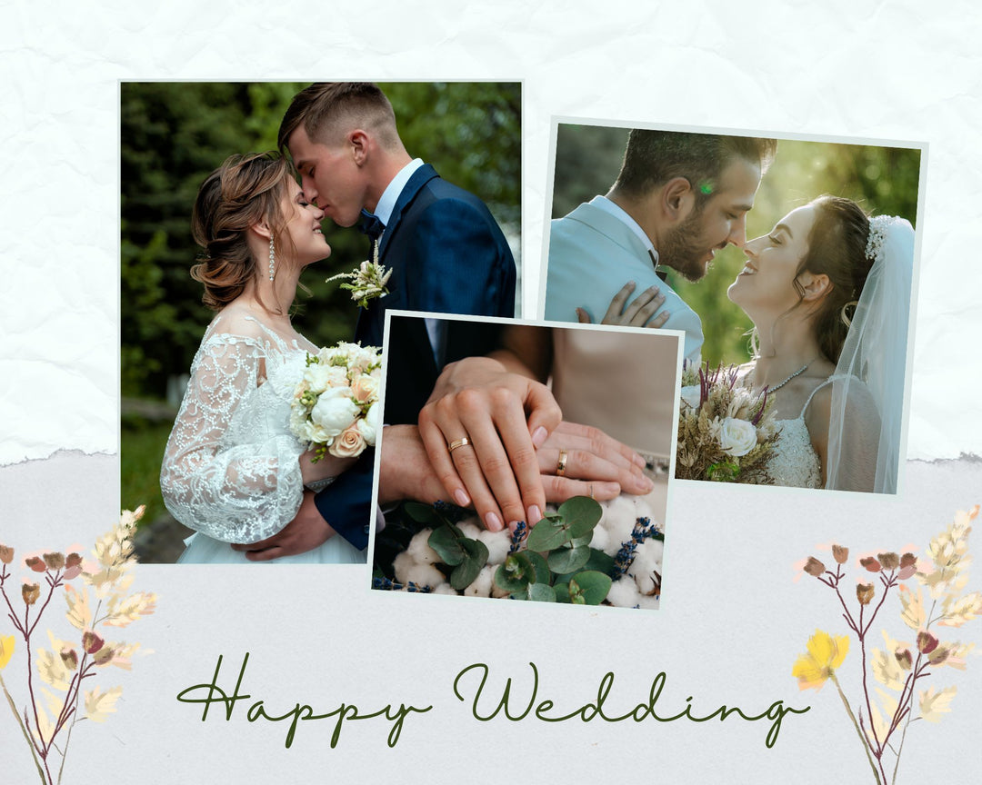 Tablou Canvas Personalizat cu 3 Poze Pentru Nunta "Happy Wedding", PS215