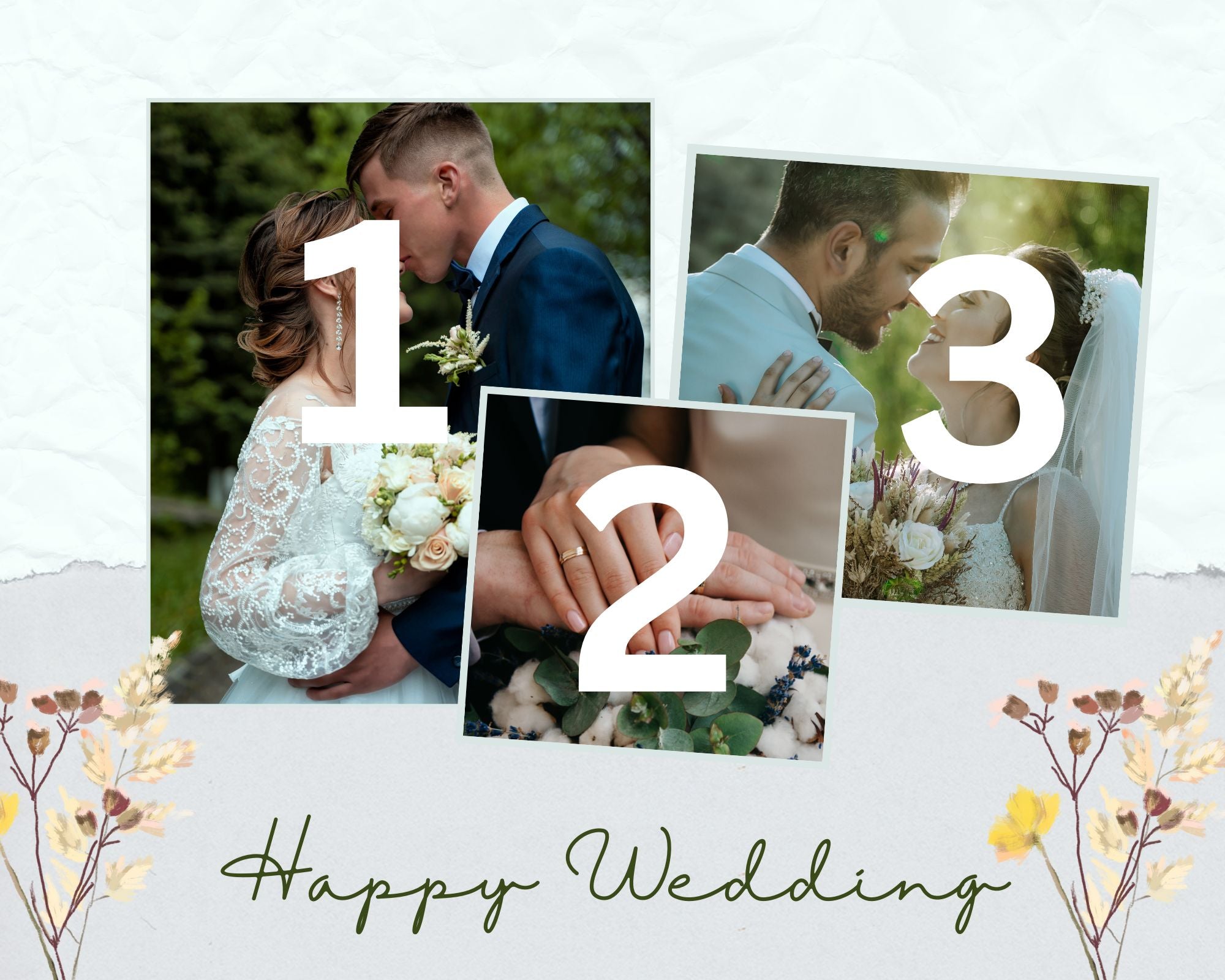 Tablou Canvas Personalizat cu 3 Poze Pentru Nunta 