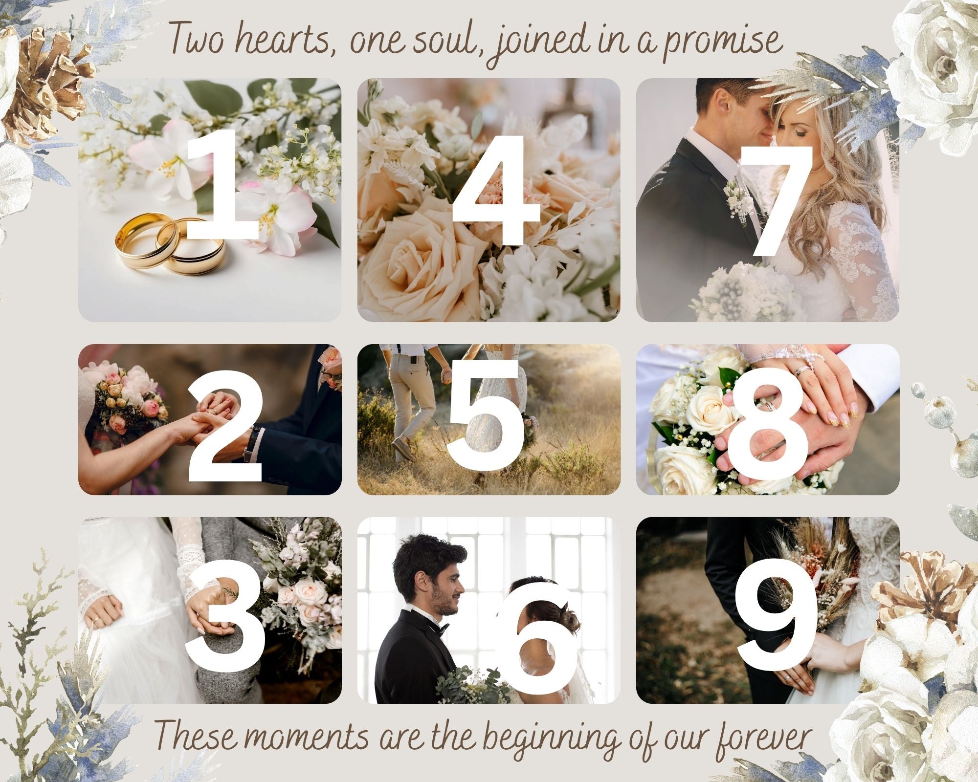 Tablou Canvas Personalizat cu 9 Poze Pentru Nunta 