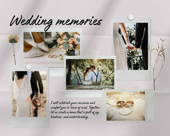 Tablou Canvas Personalizat cu 5 Poze Pentru Nunta " Wedding Memories", PS217