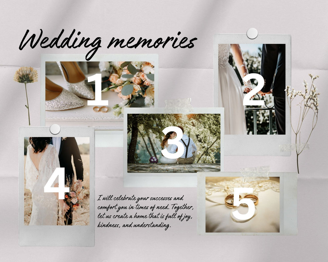 Tablou Canvas Personalizat cu 5 Poze Pentru Nunta " Wedding Memories", PS217
