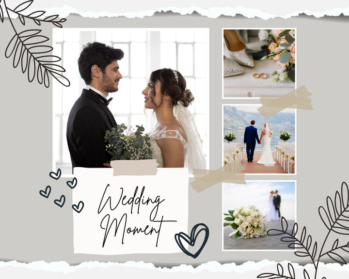 Tablou Canvas Personalizat cu 4 Poze Pentru Nunta  "Wedding Moment", PS218