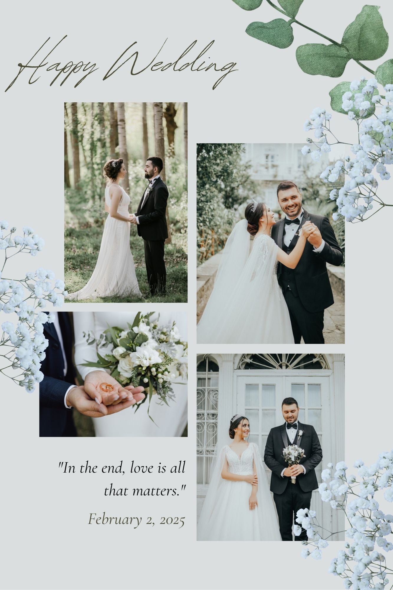 Tablou Canvas Personalizat cu 4 Poze Pentru Nunta 