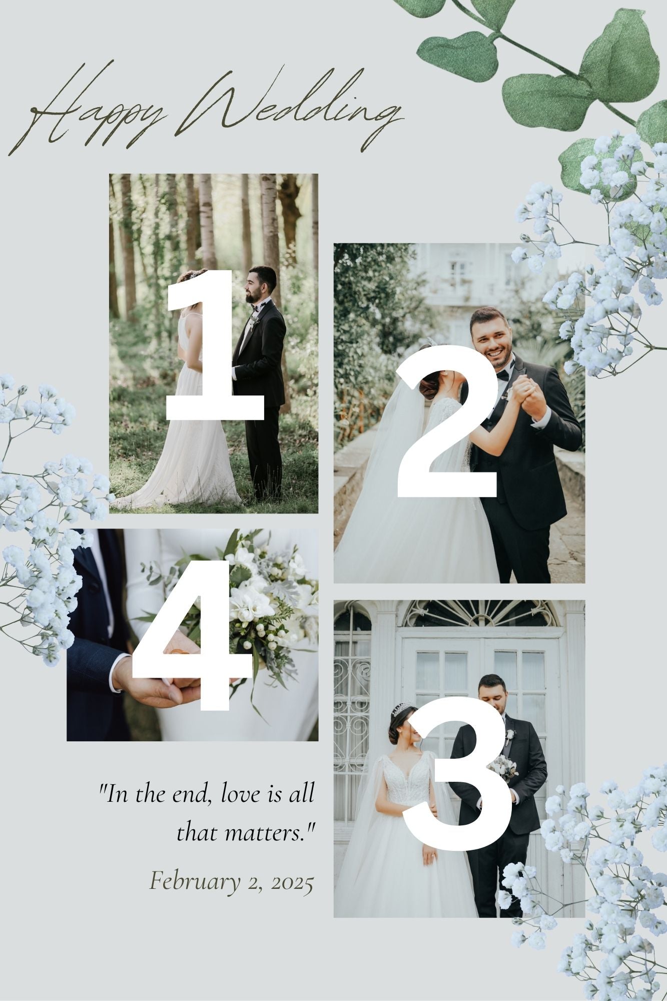 Tablou Canvas Personalizat cu 4 Poze Pentru Nunta 