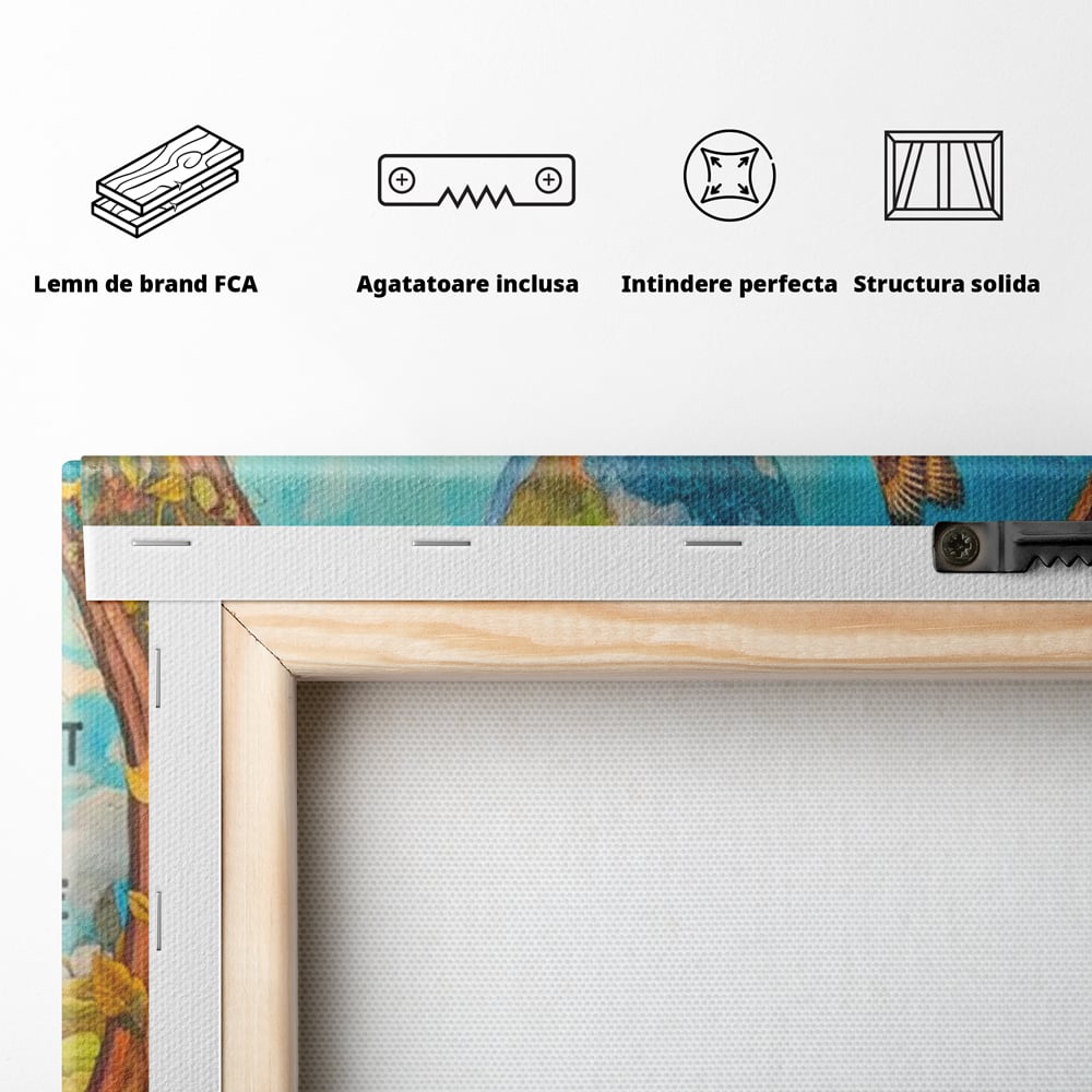 Leinwand Wandkunst Canvas Premium, LuxCanva® Q1000, Frieden und Ausrichtung, Moment, Ausrichtung, Wiedergeburt, Antwort, Universum, Harmonie, Schicksal, Tor, Globus, Erde, Blumen, Vögel, Himmel, Frau, Büro, Schlafzimmer