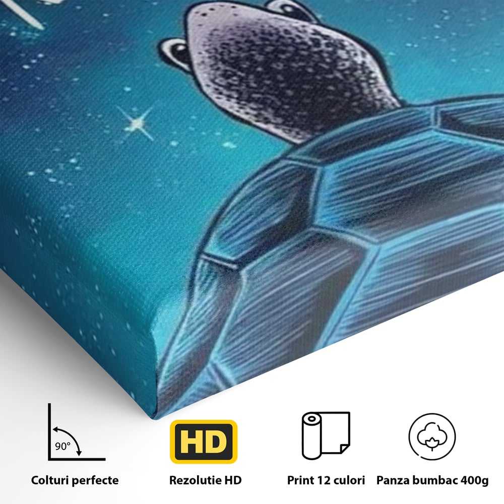Tablou Canvas Premium, LuxCanva® Q1001, Curajul De a Crede, Limita, Testoasa, Cer, Instelat, Gandire, Motivatie, Curaj, Cosmos, Rabdare, Potential, Minte, Pozitiv, Credinta, Birou, Dormitor