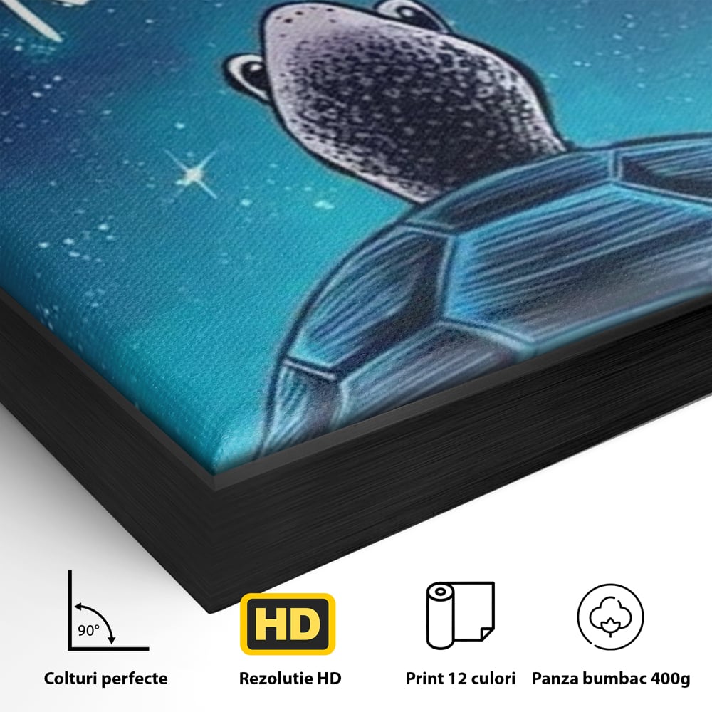Tablou Canvas Premium, LuxCanva® Q1001, Curajul De a Crede, Limita, Testoasa, Cer, Instelat, Gandire, Motivatie, Curaj, Cosmos, Rabdare, Potential, Minte, Pozitiv, Credinta, Birou, Dormitor