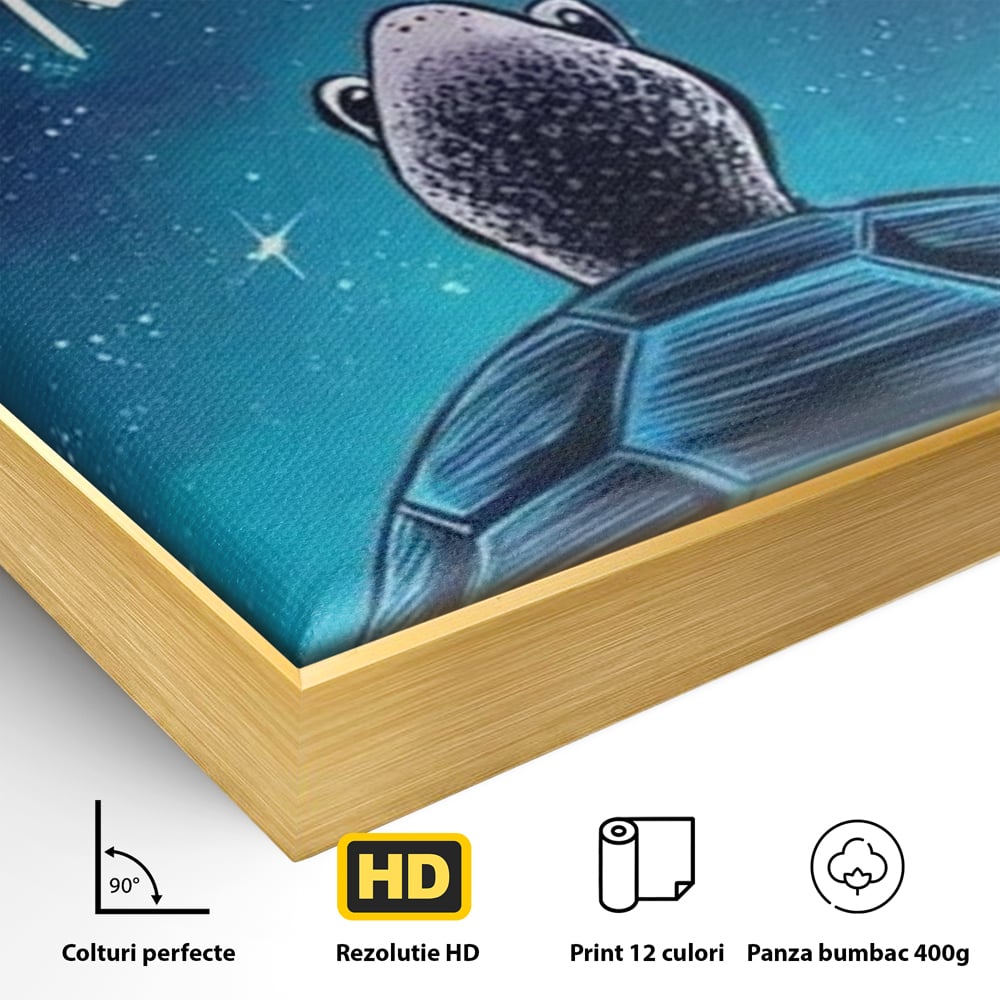 Tablou Canvas Premium, LuxCanva® Q1001, Curajul De a Crede, Limita, Testoasa, Cer, Instelat, Gandire, Motivatie, Curaj, Cosmos, Rabdare, Potential, Minte, Pozitiv, Credinta, Birou, Dormitor