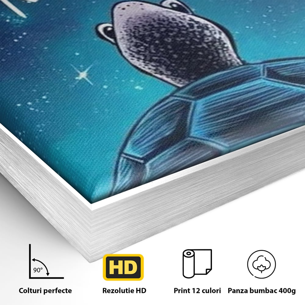 Tablou Canvas Premium, LuxCanva® Q1001, Curajul De a Crede, Limita, Testoasa, Cer, Instelat, Gandire, Motivatie, Curaj, Cosmos, Rabdare, Potential, Minte, Pozitiv, Credinta, Birou, Dormitor