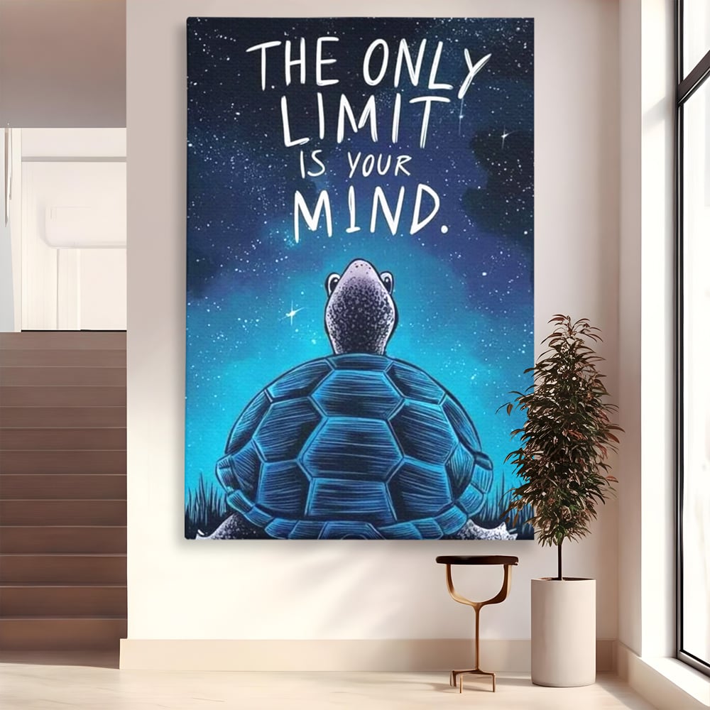 Tablou Canvas Premium, LuxCanva® Q1001, Curajul De a Crede, Limita, Testoasa, Cer, Instelat, Gandire, Motivatie, Curaj, Cosmos, Rabdare, Potential, Minte, Pozitiv, Credinta, Birou, Dormitor