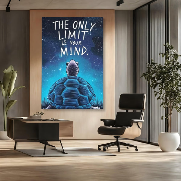 Tablou Canvas Premium, LuxCanva® Q1001, Curajul De a Crede, Limita, Testoasa, Cer, Instelat, Gandire, Motivatie, Curaj, Cosmos, Rabdare, Potential, Minte, Pozitiv, Credinta, Birou, Dormitor