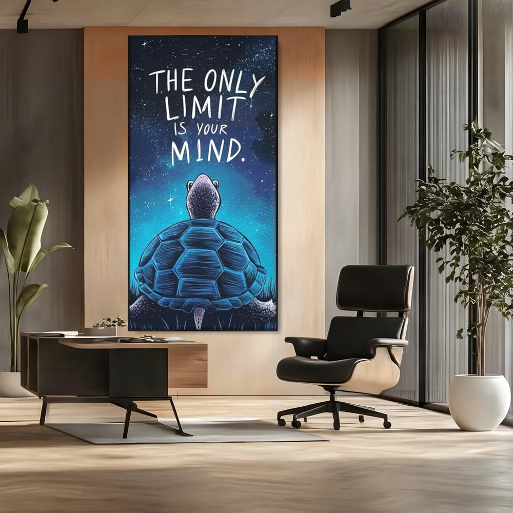 Tablou Canvas Premium, LuxCanva® Q1001, Curajul De a Crede, Limita, Testoasa, Cer, Instelat, Gandire, Motivatie, Curaj, Cosmos, Rabdare, Potential, Minte, Pozitiv, Credinta, Birou, Dormitor