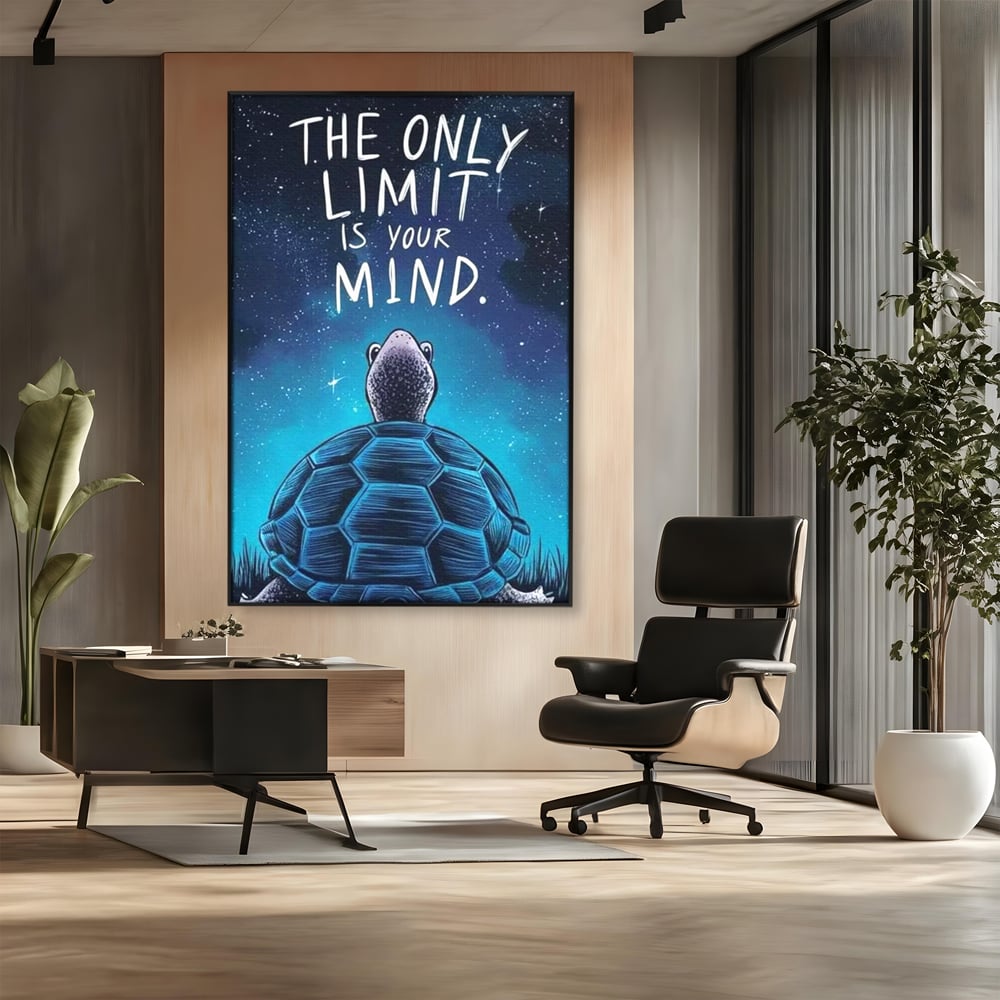 Tablou Canvas Premium, LuxCanva® Q1001, Curajul De a Crede, Limita, Testoasa, Cer, Instelat, Gandire, Motivatie, Curaj, Cosmos, Rabdare, Potential, Minte, Pozitiv, Credinta, Birou, Dormitor