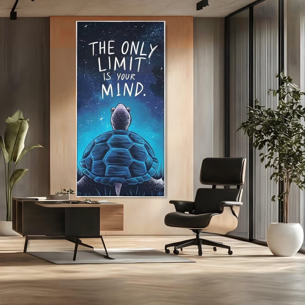Tablou Canvas Premium, LuxCanva® Q1001, Curajul De a Crede, Limita, Testoasa, Cer, Instelat, Gandire, Motivatie, Curaj, Cosmos, Rabdare, Potential, Minte, Pozitiv, Credinta, Birou, Dormitor