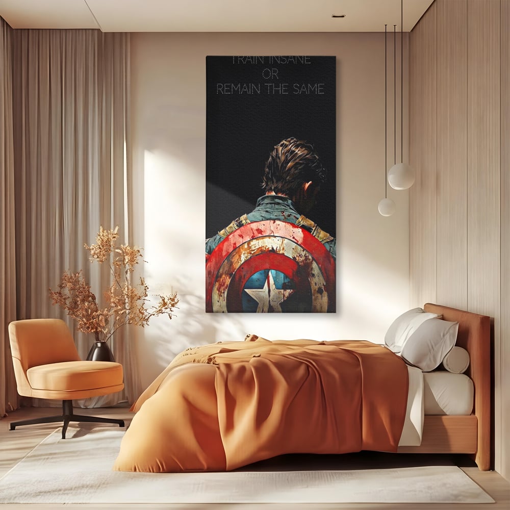 Tablou Canvas Premium, LuxCanva® Q1003, Puterea de a nu Renunta, Evolutie, Sacrificiu, Efort, Alegere, Luptator, Mentalitate, Razboinic, Drum, Erou, Scut, Stea, Masculin, Birou, Dormitor