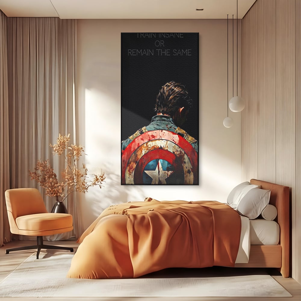 Tablou Canvas Premium, LuxCanva® Q1003, Puterea de a nu Renunta, Evolutie, Sacrificiu, Efort, Alegere, Luptator, Mentalitate, Razboinic, Drum, Erou, Scut, Stea, Masculin, Birou, Dormitor