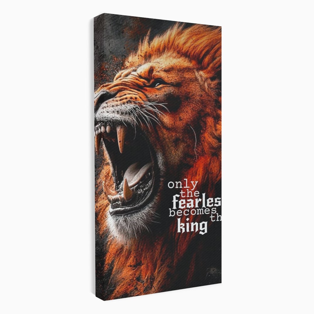 Leinwandbilder Premium, LuxCanva® Q1004, Furchtloser König, Macht, Dominanz, Vorherrschaft, Autorität, Löwe, König, Krone, Mähne, wild, wild, Meister, Stimme, Stimme, Herrscher, Herrscher, Büro, Schlafzimmer