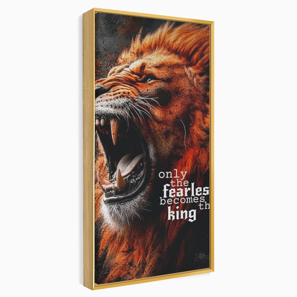 Leinwandbilder Premium, LuxCanva® Q1004, Furchtloser König, Macht, Dominanz, Vorherrschaft, Autorität, Löwe, König, Krone, Mähne, wild, wild, Meister, Stimme, Stimme, Herrscher, Herrscher, Büro, Schlafzimmer