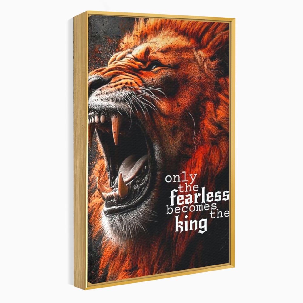 Leinwandbilder Premium, LuxCanva® Q1004, Furchtloser König, Macht, Dominanz, Vorherrschaft, Autorität, Löwe, König, Krone, Mähne, wild, wild, Meister, Stimme, Stimme, Herrscher, Herrscher, Büro, Schlafzimmer