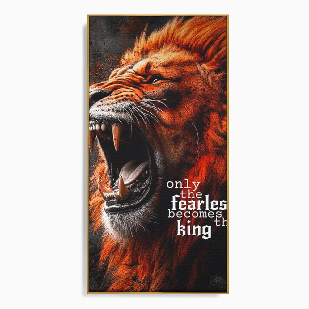 Leinwandbilder Premium, LuxCanva® Q1004, Furchtloser König, Macht, Dominanz, Vorherrschaft, Autorität, Löwe, König, Krone, Mähne, wild, wild, Meister, Stimme, Stimme, Herrscher, Herrscher, Büro, Schlafzimmer