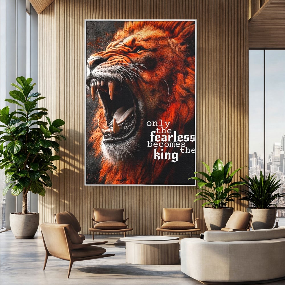 Leinwandbilder Premium, LuxCanva® Q1004, Furchtloser König, Macht, Dominanz, Vorherrschaft, Autorität, Löwe, König, Krone, Mähne, wild, wild, Meister, Stimme, Stimme, Herrscher, Herrscher, Büro, Schlafzimmer