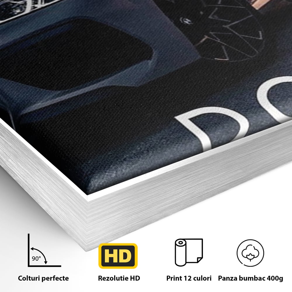 Canvas Wall Art Premium, LuxCanva® Q1005, Die Kraft weiterzumachen, Entschlossenheit, Ehrgeiz, Erfolg, Disziplin, Fokus, Wille, Auto, Sport, Straße, Asphalt, Scheinwerfer, Geschwindigkeit, Richtung, Büro, Schlafzimmer
