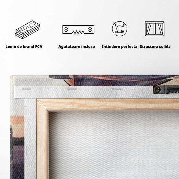 Canvas Wall Art Premium, LuxCanva® Q1005, Die Kraft weiterzumachen, Entschlossenheit, Ehrgeiz, Erfolg, Disziplin, Fokus, Wille, Auto, Sport, Straße, Asphalt, Scheinwerfer, Geschwindigkeit, Richtung, Büro, Schlafzimmer