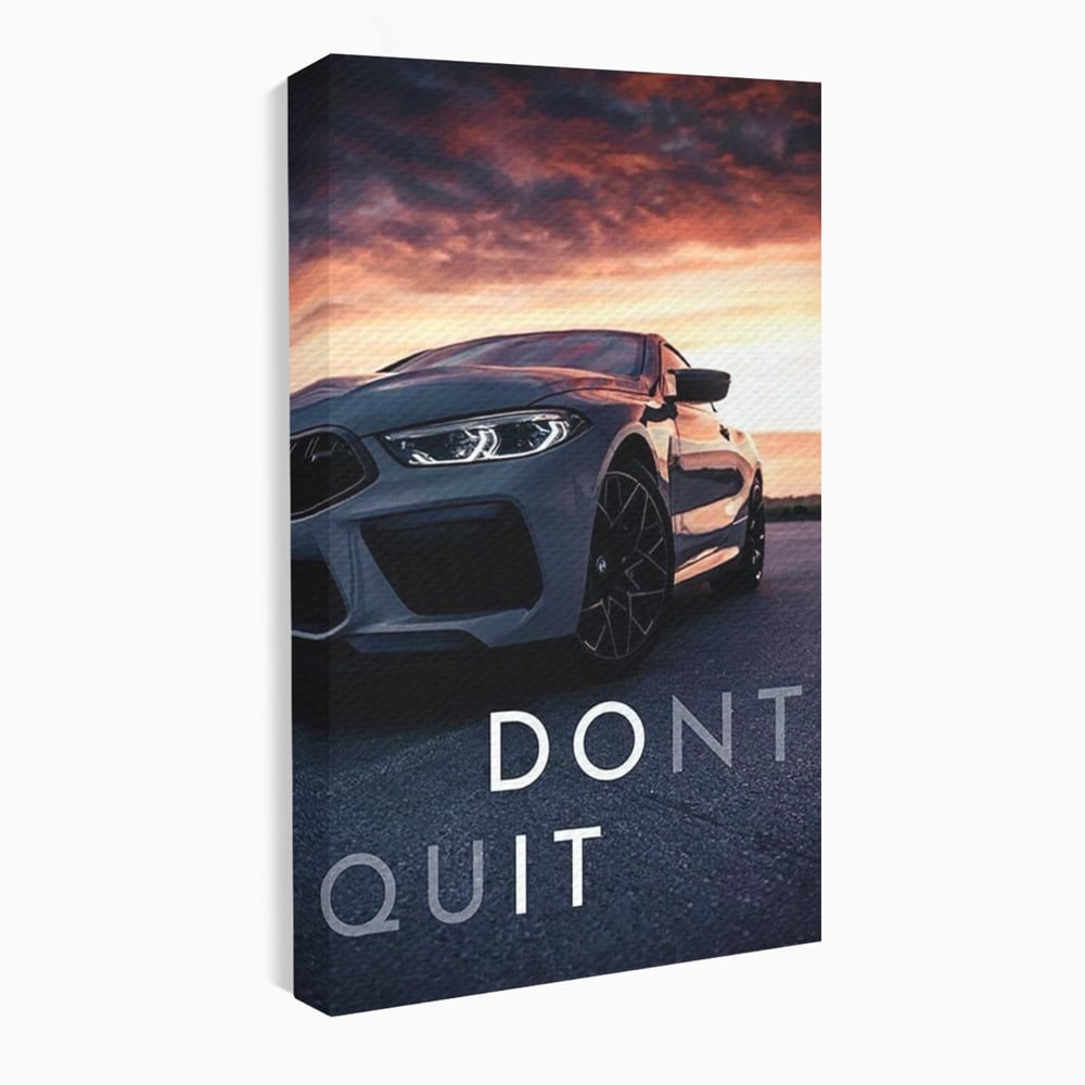 Canvas Wall Art Premium, LuxCanva® Q1005, Die Kraft weiterzumachen, Entschlossenheit, Ehrgeiz, Erfolg, Disziplin, Fokus, Wille, Auto, Sport, Straße, Asphalt, Scheinwerfer, Geschwindigkeit, Richtung, Büro, Schlafzimmer