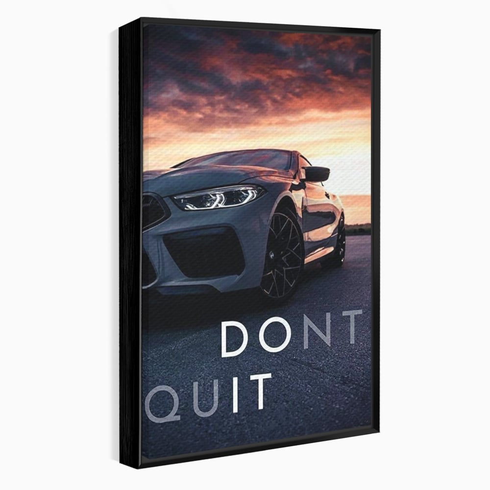 Canvas Wall Art Premium, LuxCanva® Q1005, Die Kraft weiterzumachen, Entschlossenheit, Ehrgeiz, Erfolg, Disziplin, Fokus, Wille, Auto, Sport, Straße, Asphalt, Scheinwerfer, Geschwindigkeit, Richtung, Büro, Schlafzimmer