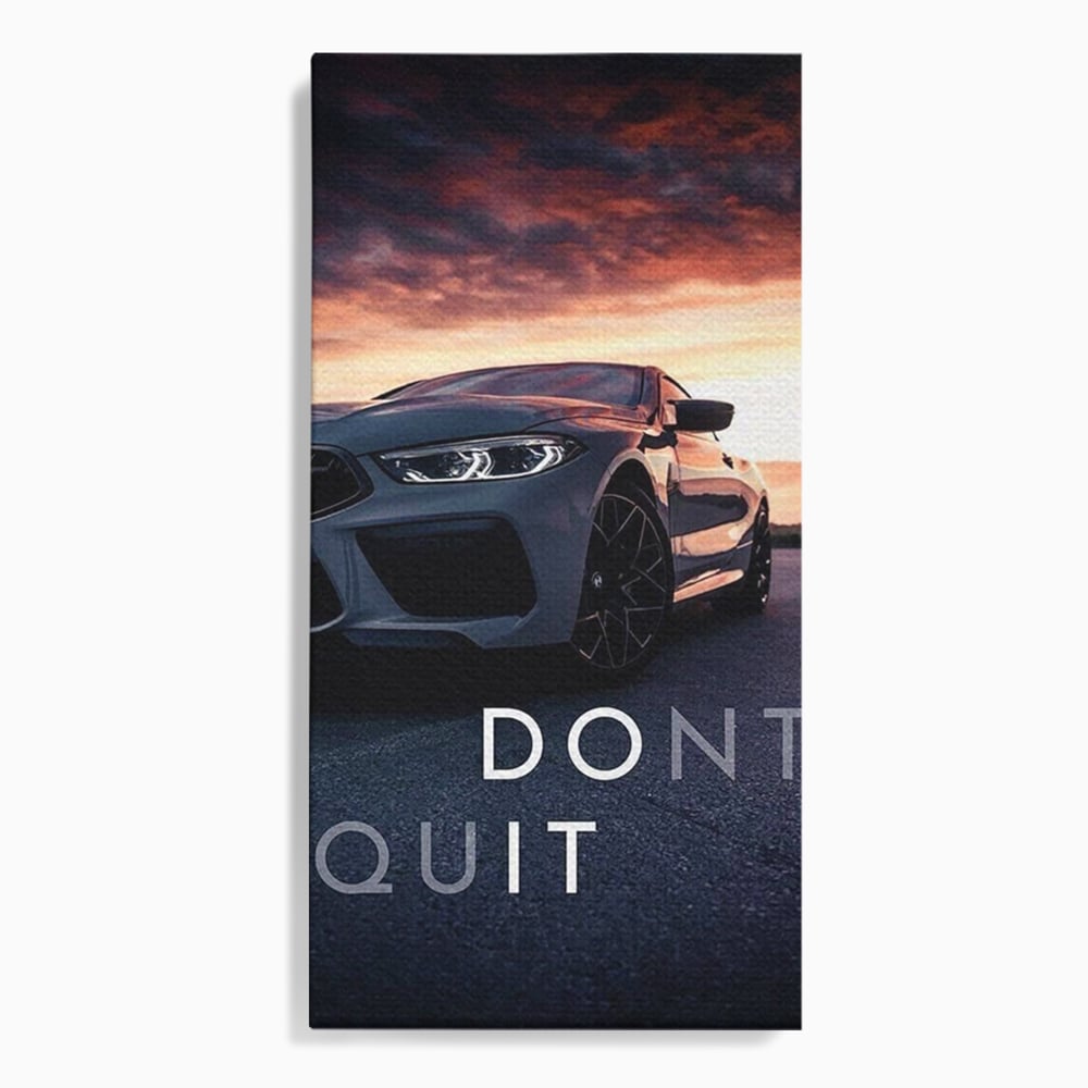 Canvas Wall Art Premium, LuxCanva® Q1005, Die Kraft weiterzumachen, Entschlossenheit, Ehrgeiz, Erfolg, Disziplin, Fokus, Wille, Auto, Sport, Straße, Asphalt, Scheinwerfer, Geschwindigkeit, Richtung, Büro, Schlafzimmer