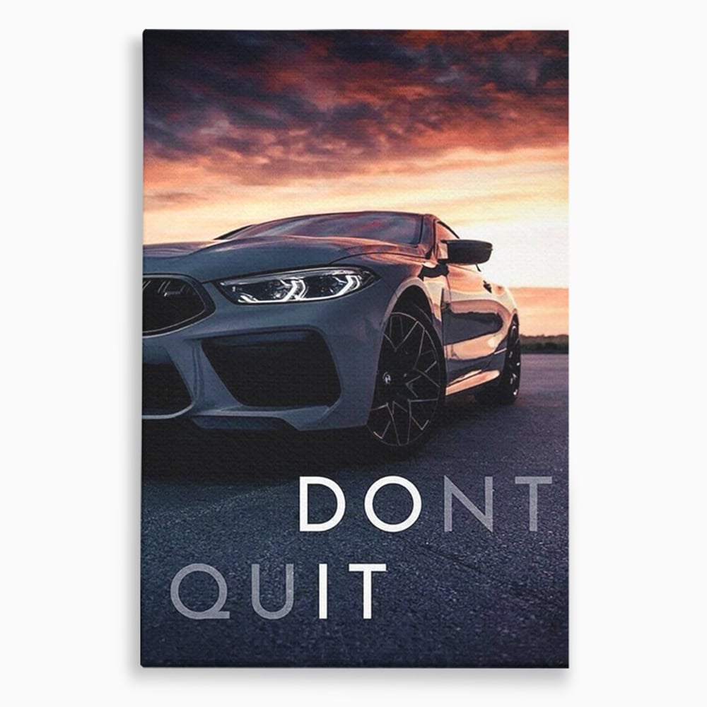 Canvas Wall Art Premium, LuxCanva® Q1005, Die Kraft weiterzumachen, Entschlossenheit, Ehrgeiz, Erfolg, Disziplin, Fokus, Wille, Auto, Sport, Straße, Asphalt, Scheinwerfer, Geschwindigkeit, Richtung, Büro, Schlafzimmer