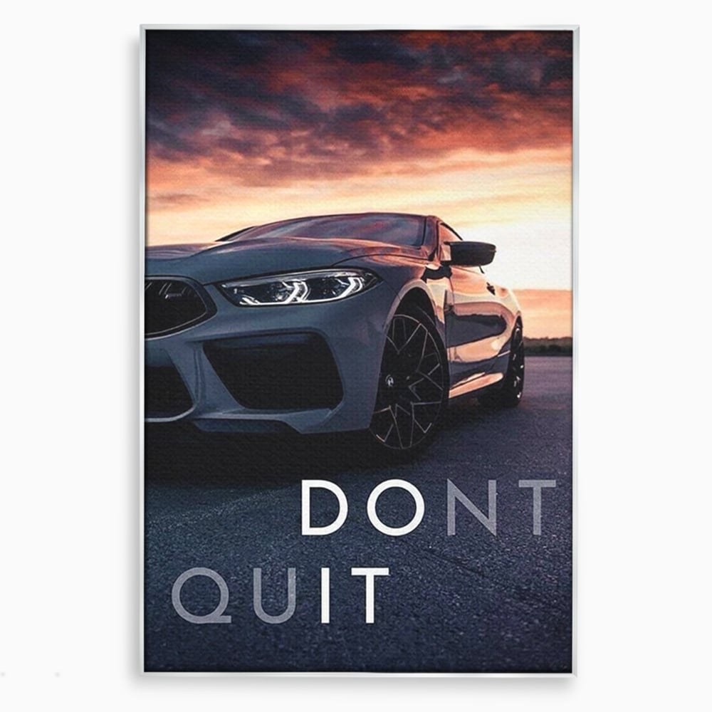 Canvas Wall Art Premium, LuxCanva® Q1005, Die Kraft weiterzumachen, Entschlossenheit, Ehrgeiz, Erfolg, Disziplin, Fokus, Wille, Auto, Sport, Straße, Asphalt, Scheinwerfer, Geschwindigkeit, Richtung, Büro, Schlafzimmer