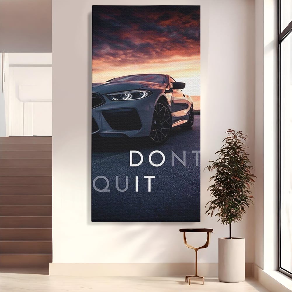 Canvas Wall Art Premium, LuxCanva® Q1005, Die Kraft weiterzumachen, Entschlossenheit, Ehrgeiz, Erfolg, Disziplin, Fokus, Wille, Auto, Sport, Straße, Asphalt, Scheinwerfer, Geschwindigkeit, Richtung, Büro, Schlafzimmer